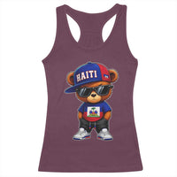 Cute Haiti Racerback Tank Top Hip Hop Teddy Bear Haitian Flag Ayiti Roots