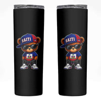 Cute Haiti Skinny Tumbler Hip Hop Teddy Bear Haitian Flag Ayiti Roots