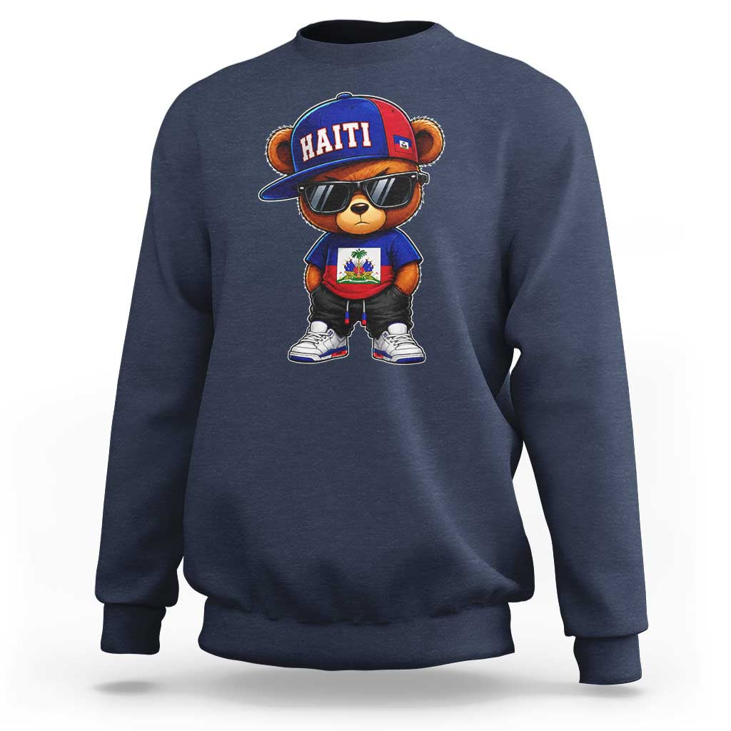 Cute Haiti Sweatshirt Hip Hop Teddy Bear Haitian Flag Ayiti Roots
