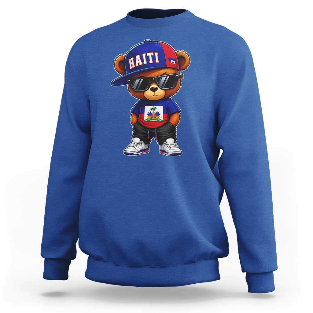 Cute Haiti Sweatshirt Hip Hop Teddy Bear Haitian Flag Ayiti Roots