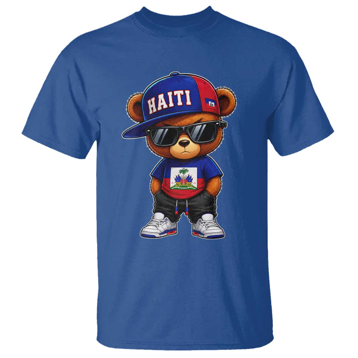 Cute Haiti T Shirt Hip Hop Teddy Bear Haitian Flag Ayiti Roots