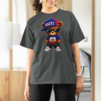 Cute Haiti T Shirt For Women Hip Hop Teddy Bear Haitian Flag Ayiti Roots