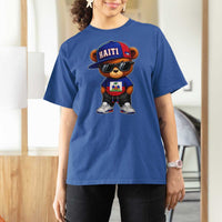 Cute Haiti T Shirt For Women Hip Hop Teddy Bear Haitian Flag Ayiti Roots