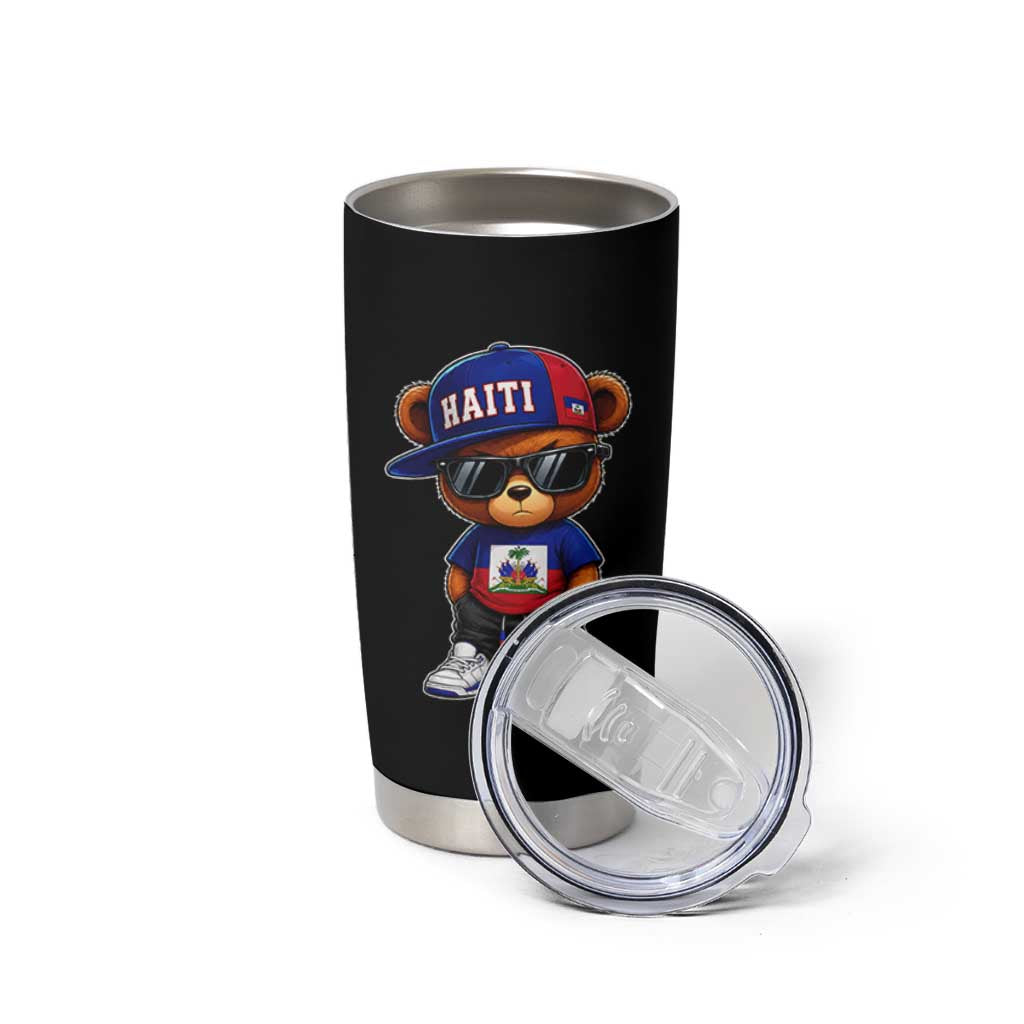Cute Haiti Tumbler Cup Hip Hop Teddy Bear Haitian Flag Ayiti Roots