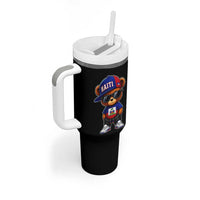 Cute Haiti Tumbler With Handle Hip Hop Teddy Bear Haitian Flag Ayiti Roots