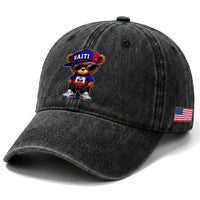 Cute Haiti Washed Cotton Baseball Cap Hip Hop Teddy Bear Haitian Flag Ayiti Roots