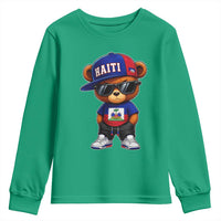 Cute Haiti Youth Sweatshirt Hip Hop Teddy Bear Haitian Flag Ayiti Roots