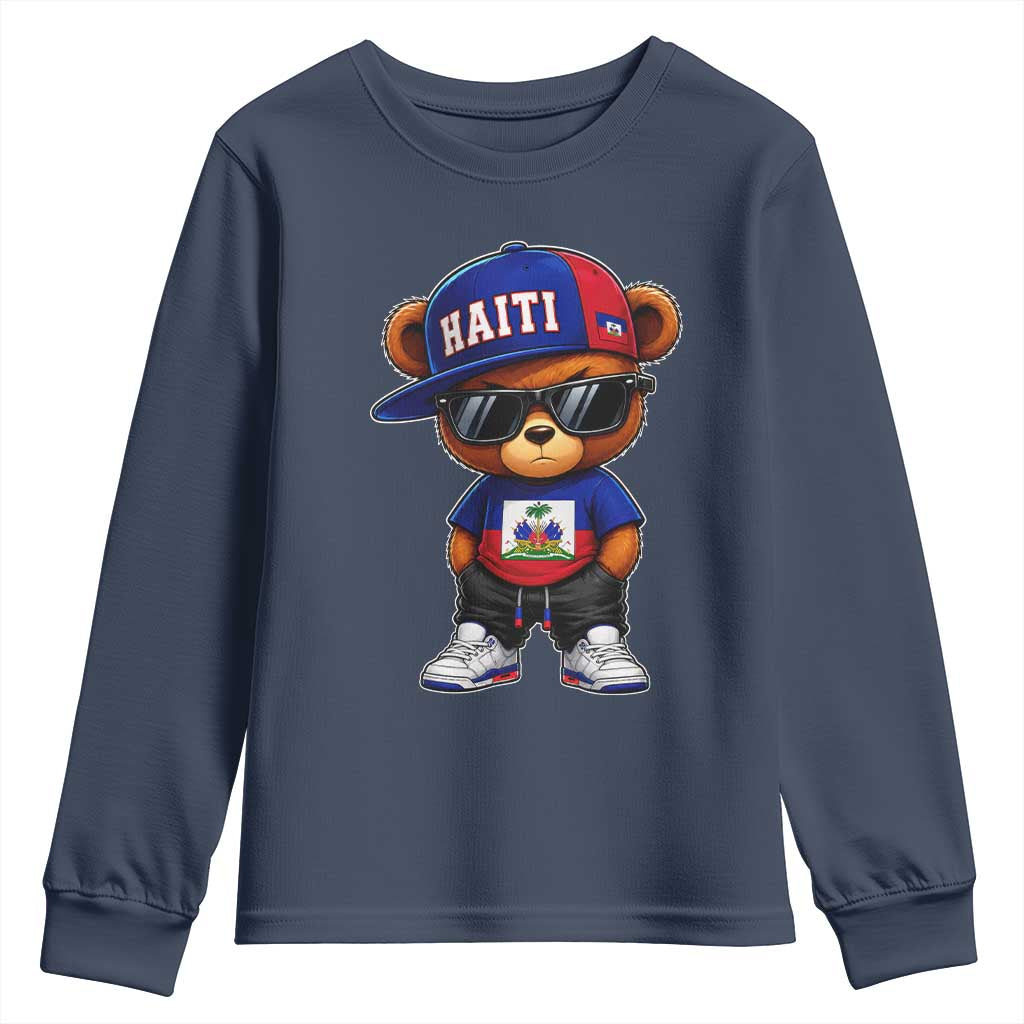 Cute Haiti Youth Sweatshirt Hip Hop Teddy Bear Haitian Flag Ayiti Roots