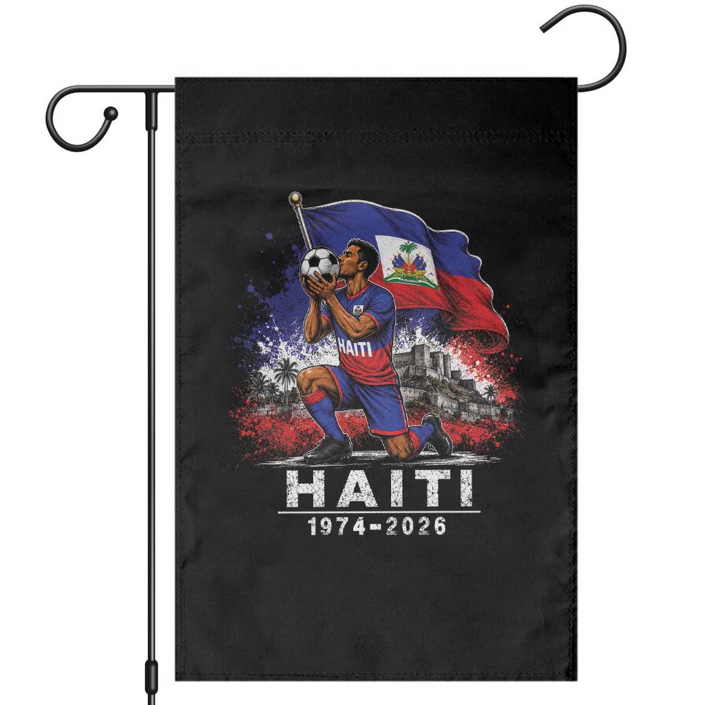 Haiti Soccer 2026 Garden Flag Retro Vintage Watercolors Sport Haitian Flag Ayiti Lover Football Fan