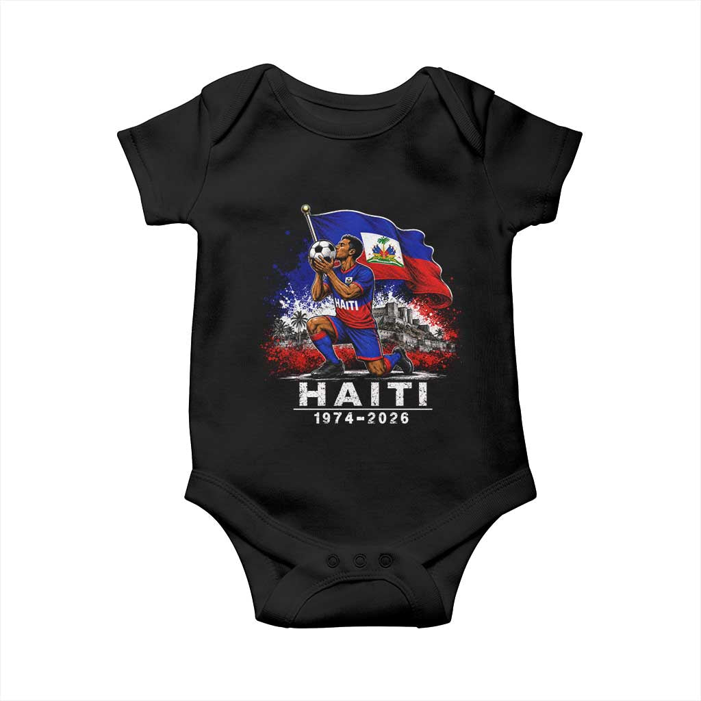 Haiti Soccer 2026 Baby Onesie Retro Vintage Watercolors Sport Haitian Flag Ayiti Lover Football Fan