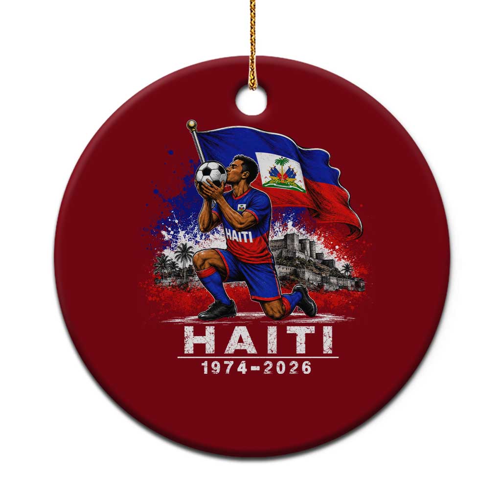 Haiti Soccer 2026 Ceramic Ornament Retro Vintage Watercolors Sport Haitian Flag Ayiti Lover Football Fan