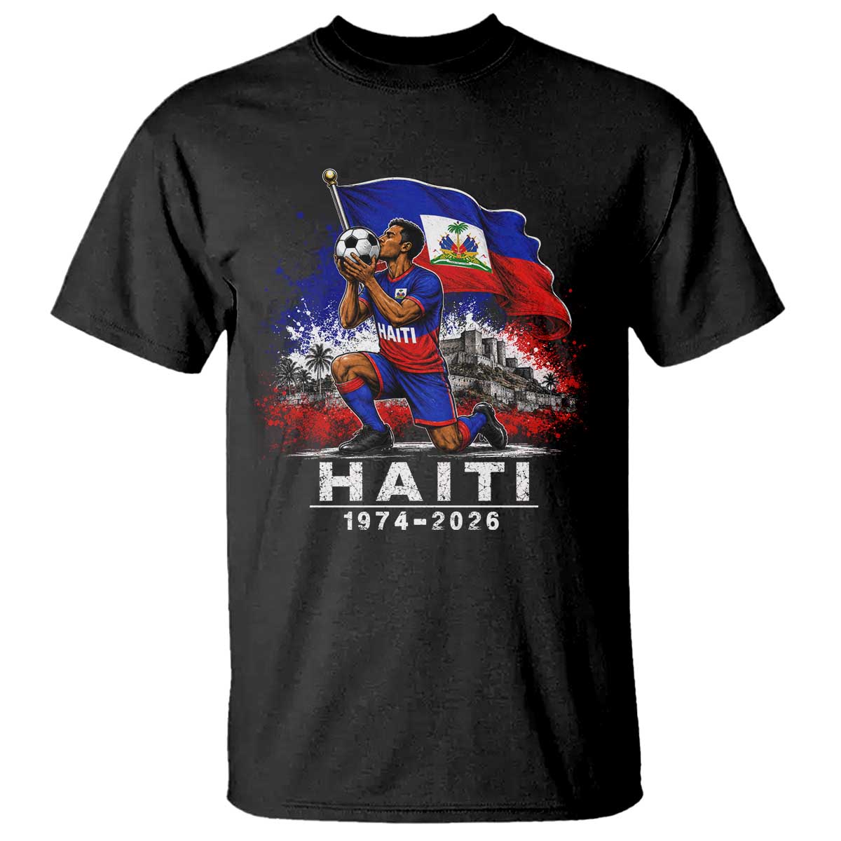 Haiti Soccer 2026 T Shirt Retro Vintage Watercolors Sport Haitian Flag Ayiti Lover Football Fan