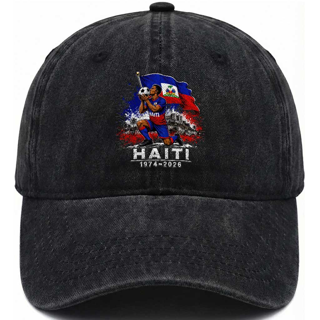 Haiti Soccer 2026 Washed Cotton Baseball Cap Retro Vintage Watercolors Sport Haitian Flag Ayiti Lover Football Fan