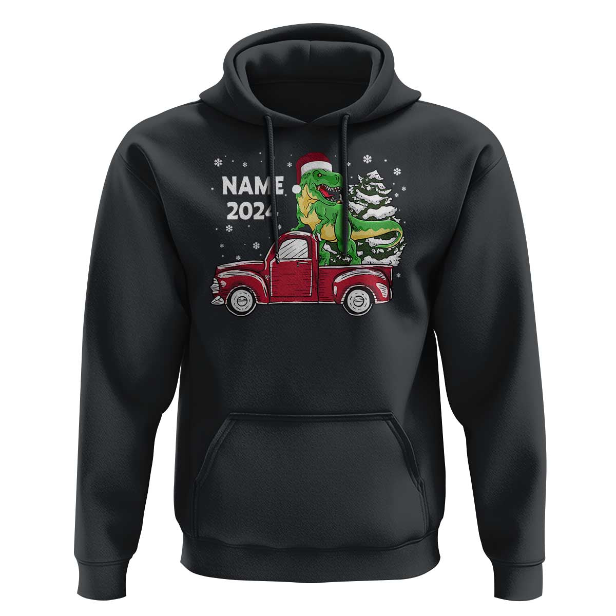 Personalized Dinosaur Christmas Hoodie Custom Name Merry Rexmas Xmas Pet Dino Trex Red Truck Family