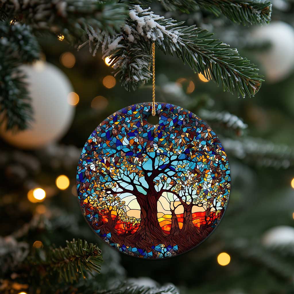 Touber Tree of Life Christmas Ornament Stained Glass Xmas Holiday Present Idea - Wonder Print Shop