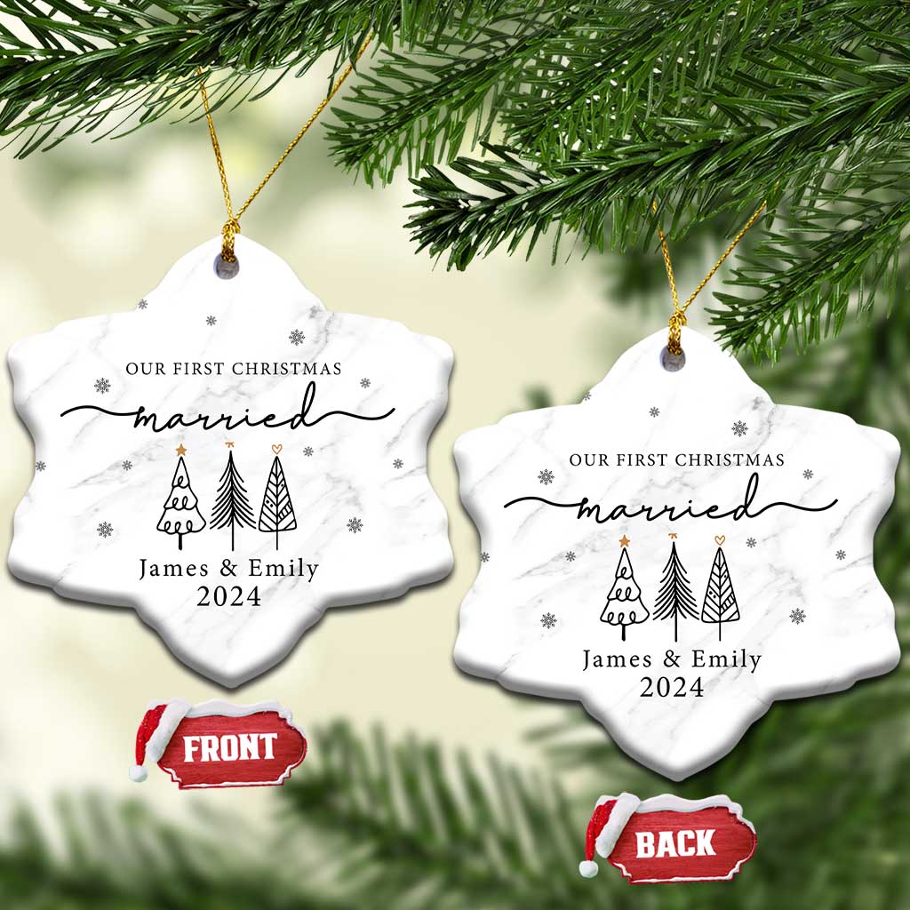 Personalized Mr Mrs Christmas Ornament Custom Name Our First Xmas Married Wedding Gift - Wonder Print Shop