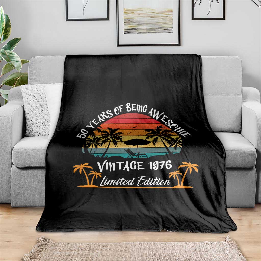 Vintage 50th Birthday Throw Blanket Retro 1976 Limited Edition 50 Year Old