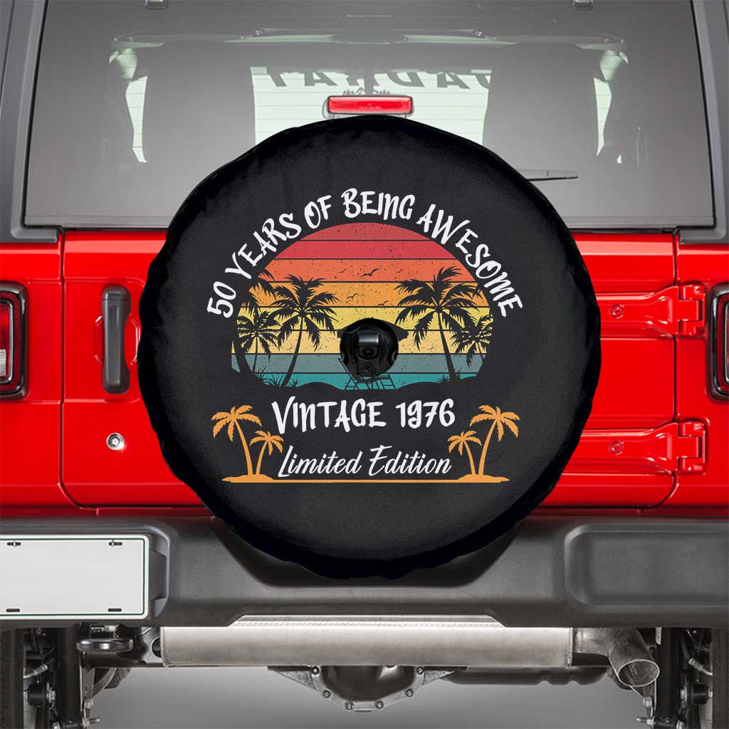Vintage 50th Birthday Spare Tire Cover Retro 1976 Limited Edition 50 Year Old