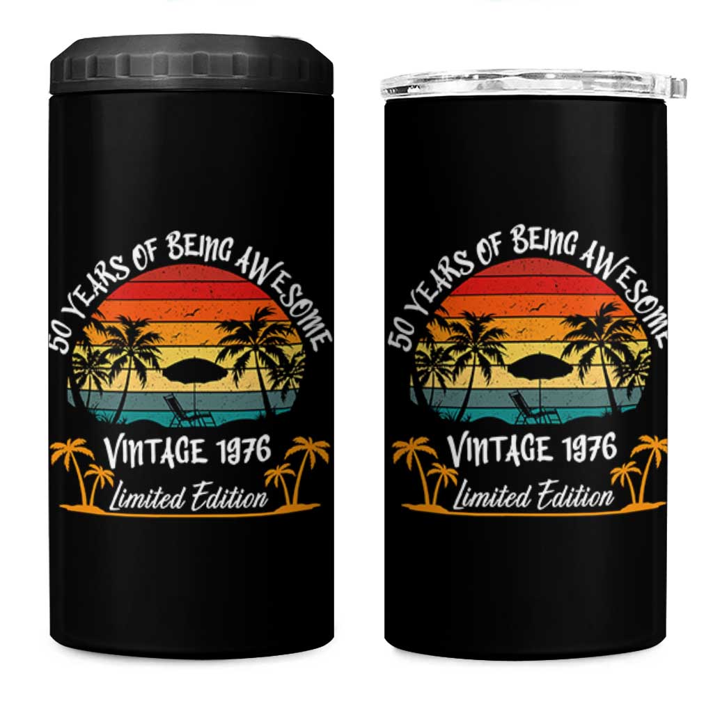 Vintage 50th Birthday 4 in 1 Can Cooler Tumbler Retro 1976 Limited Edition 50 Year Old