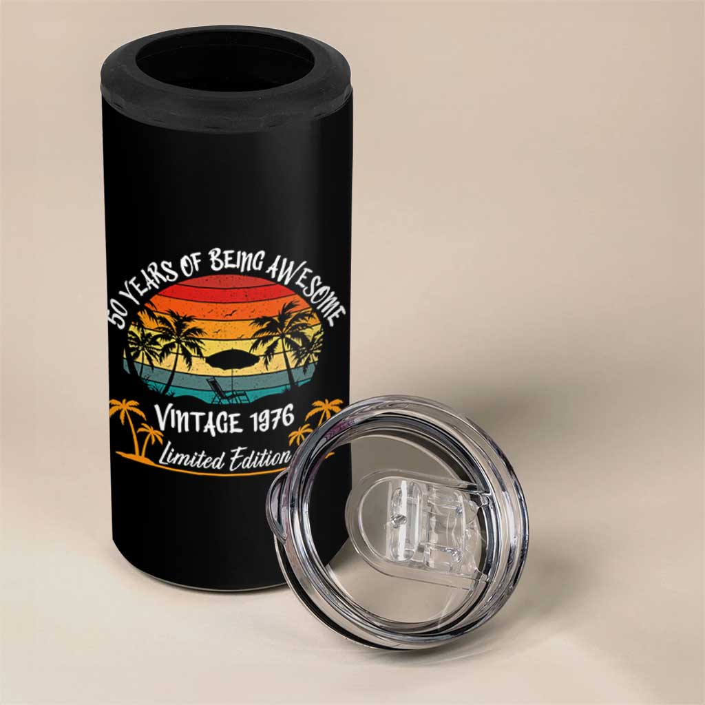 Vintage 50th Birthday 4 in 1 Can Cooler Tumbler Retro 1976 Limited Edition 50 Year Old