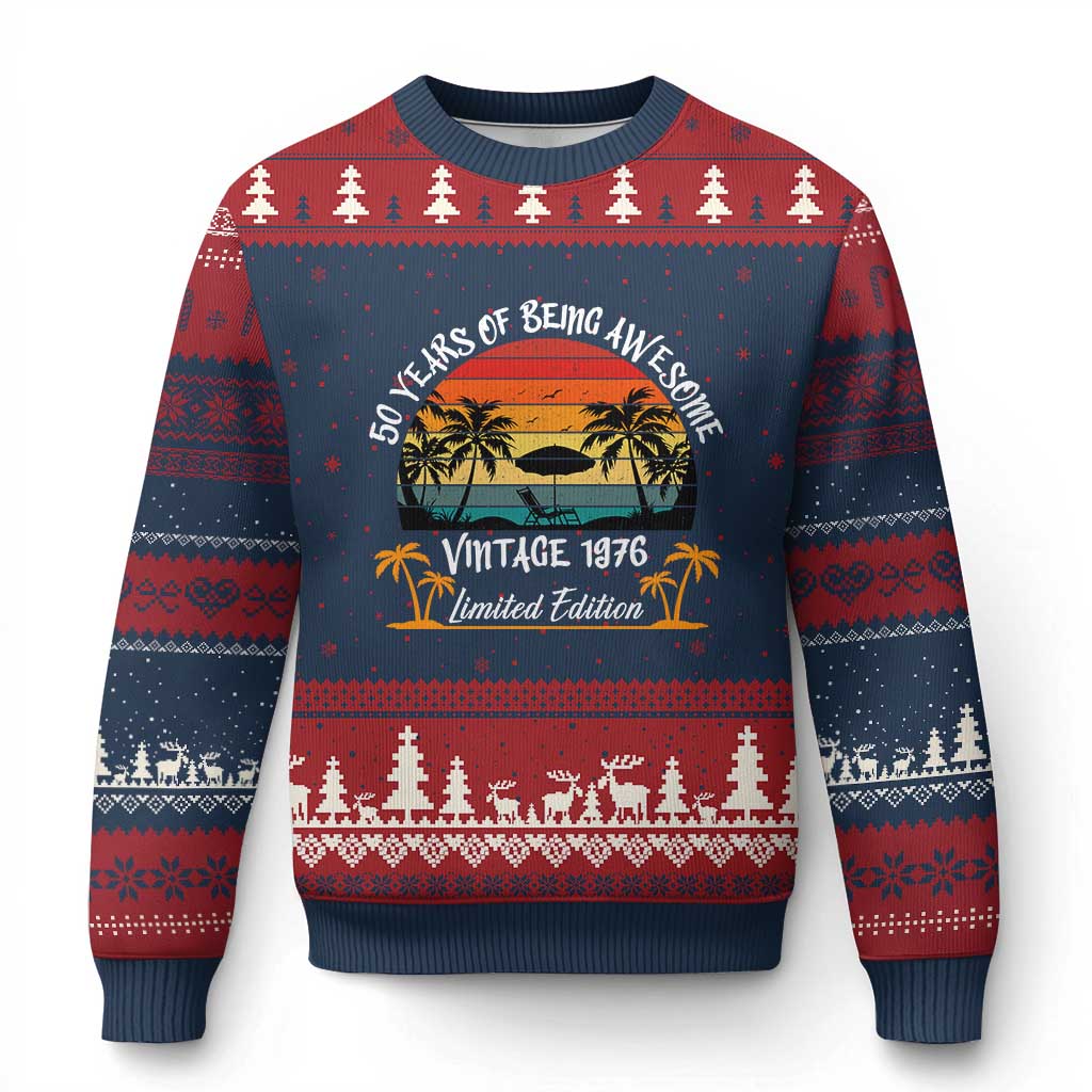 Vintage 50th Birthday Ugly Christmas Sweater Retro 1976 Limited Edition 50 Year Old