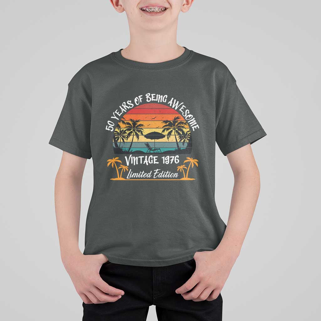 Vintage 50th Birthday T Shirt For Kid Retro 1976 Limited Edition 50 Year Old