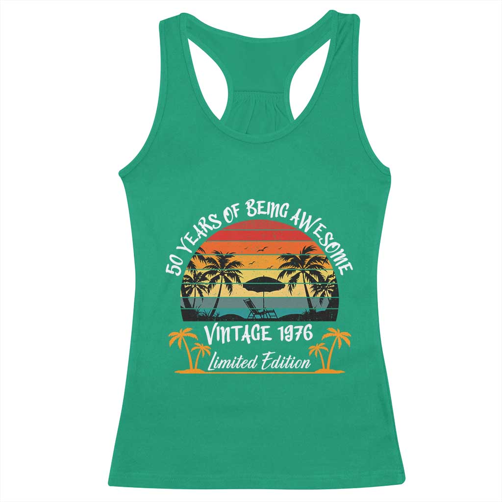 Vintage 50th Birthday Racerback Tank Top Retro 1976 Limited Edition 50 Year Old