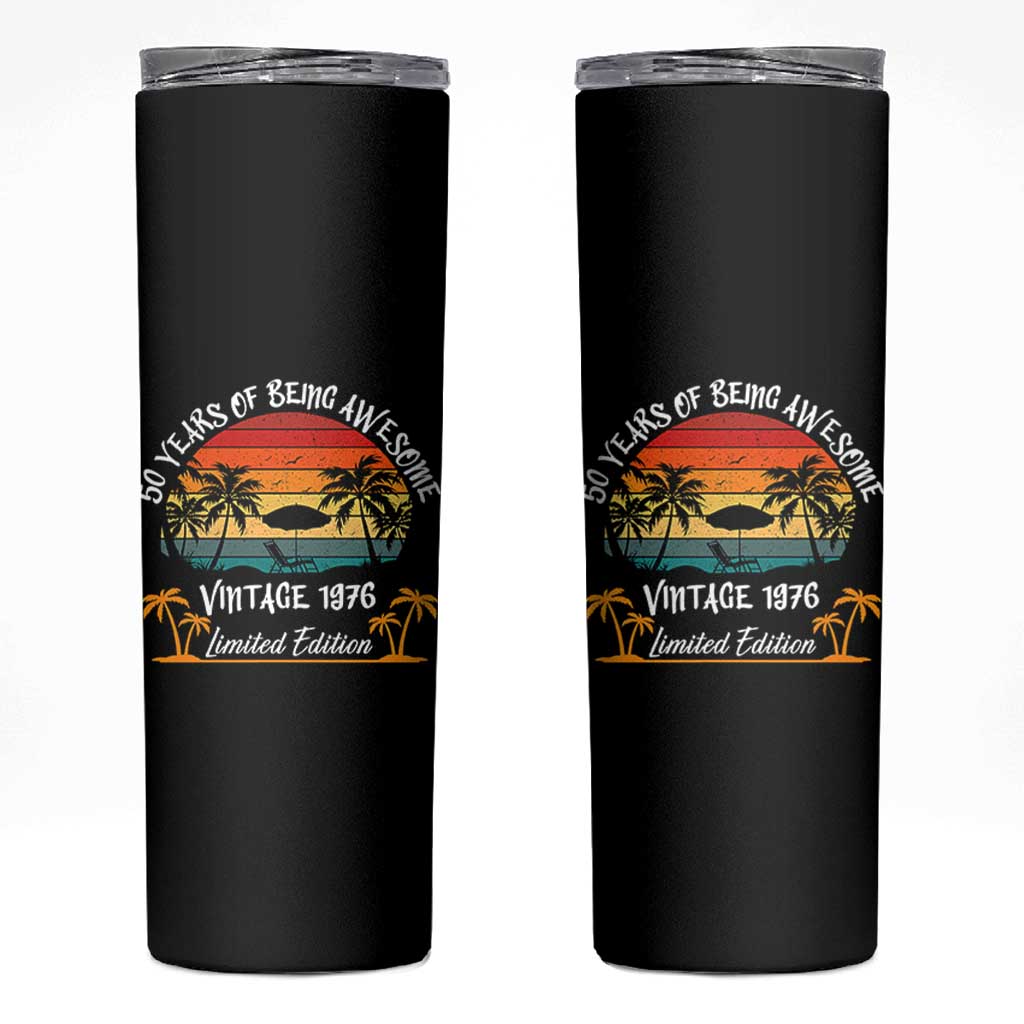 Vintage 50th Birthday Skinny Tumbler Retro 1976 Limited Edition 50 Year Old