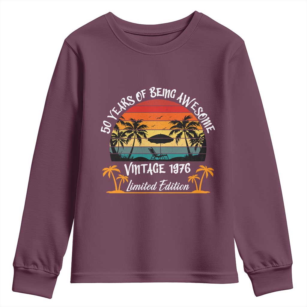 Vintage 50th Birthday Youth Sweatshirt Retro 1976 Limited Edition 50 Year Old