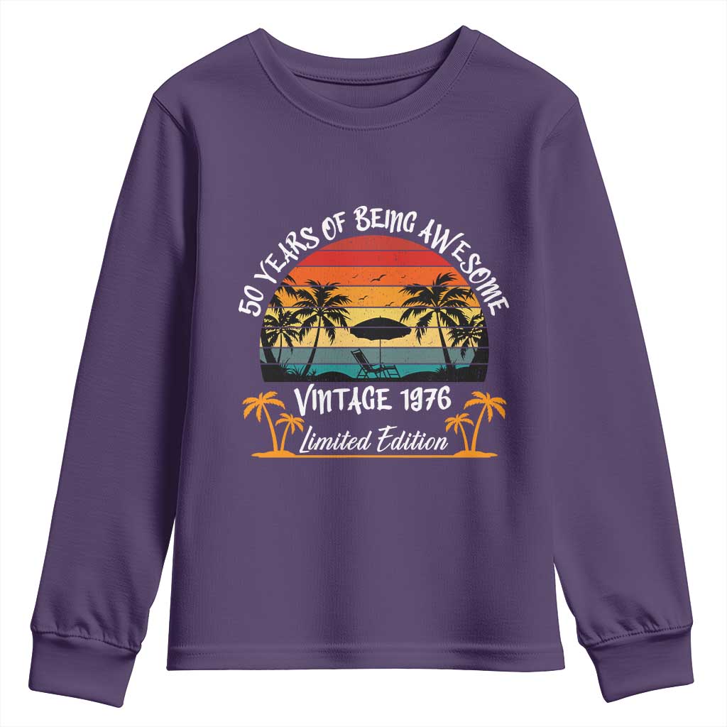 Vintage 50th Birthday Youth Sweatshirt Retro 1976 Limited Edition 50 Year Old