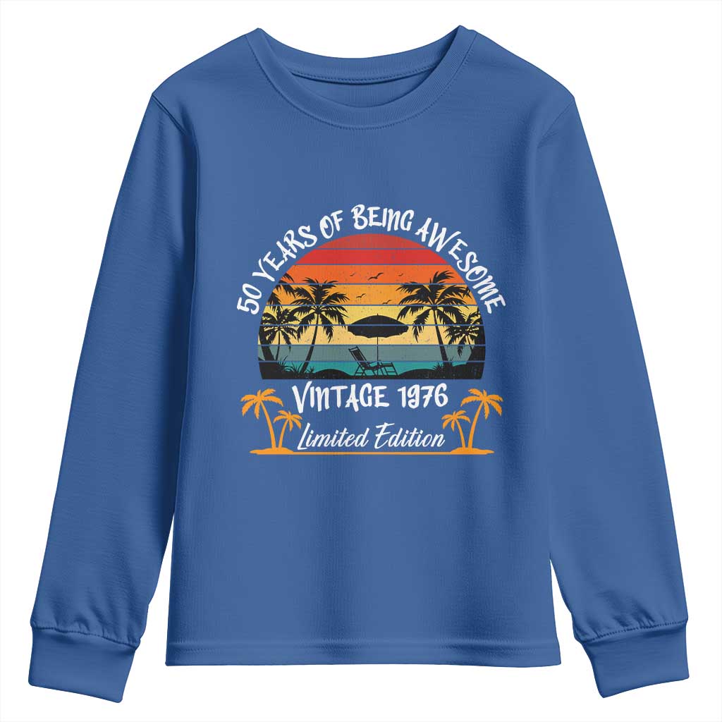 Vintage 50th Birthday Youth Sweatshirt Retro 1976 Limited Edition 50 Year Old