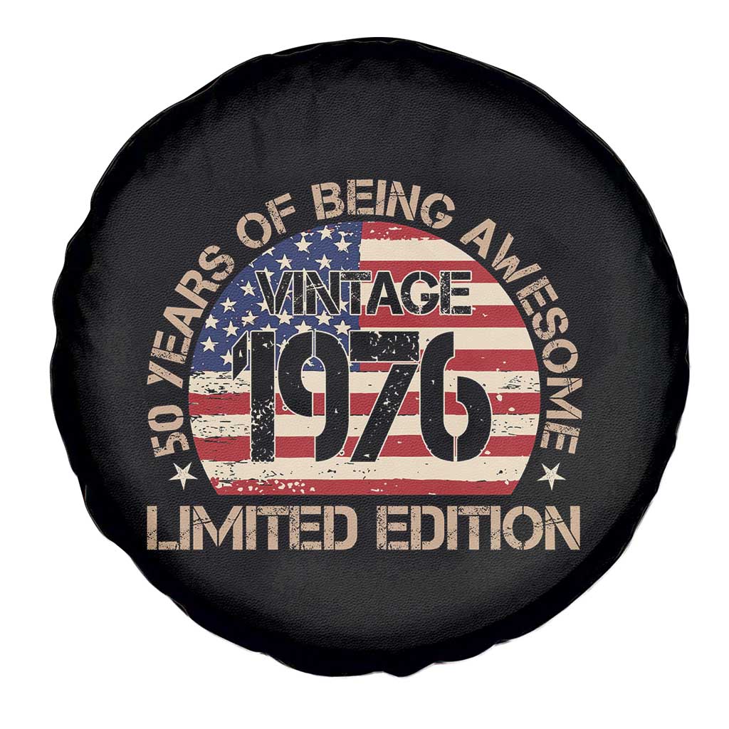 50th Birthday Spare Tire Cover Vintage 1976 50 Year Old Birthday USA Flag
