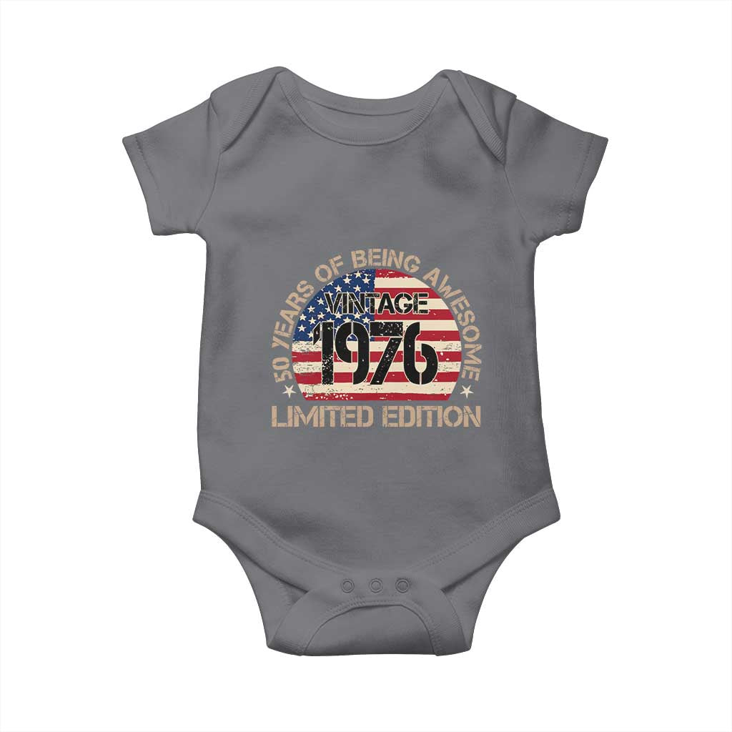 50th Birthday Baby Onesie Vintage 1976 50 Year Old Birthday USA Flag