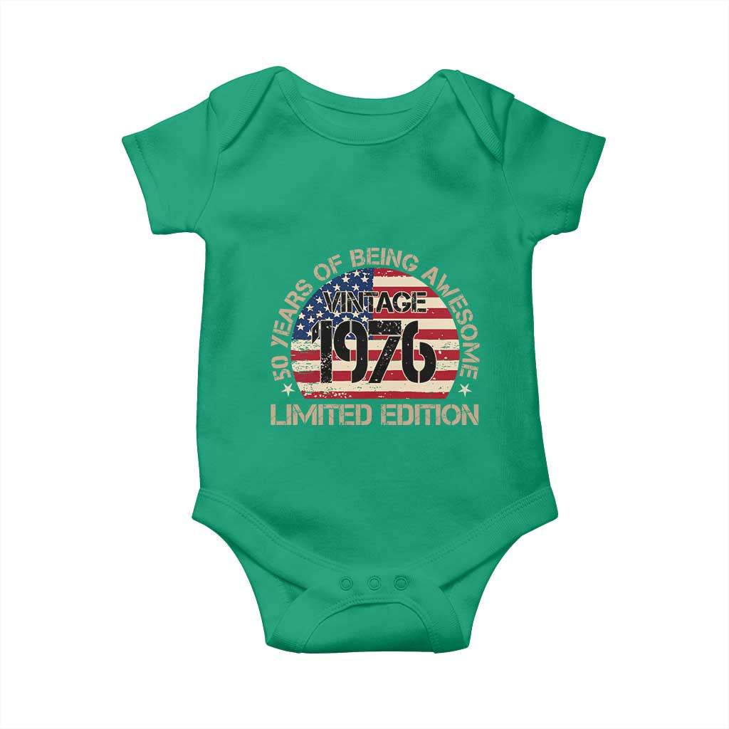 50th Birthday Baby Onesie Vintage 1976 50 Year Old Birthday USA Flag