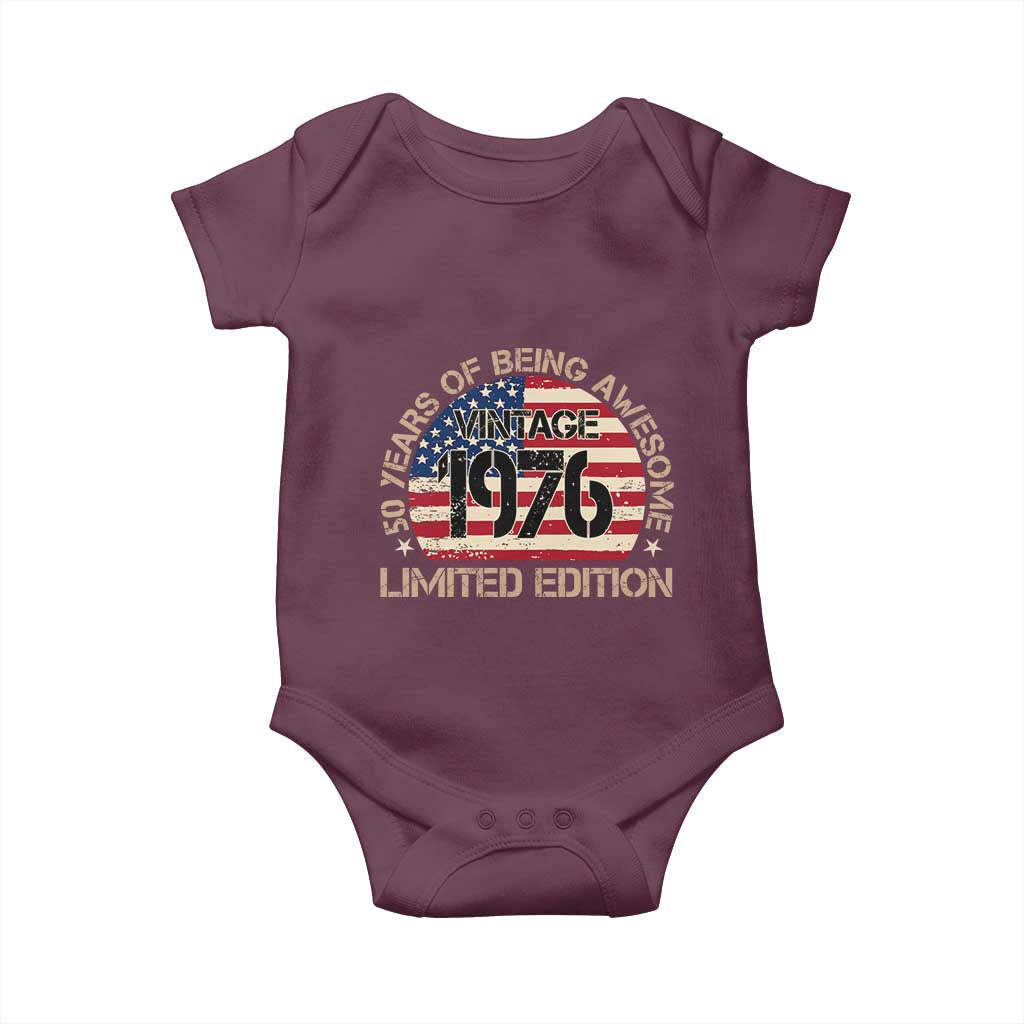 50th Birthday Baby Onesie Vintage 1976 50 Year Old Birthday USA Flag