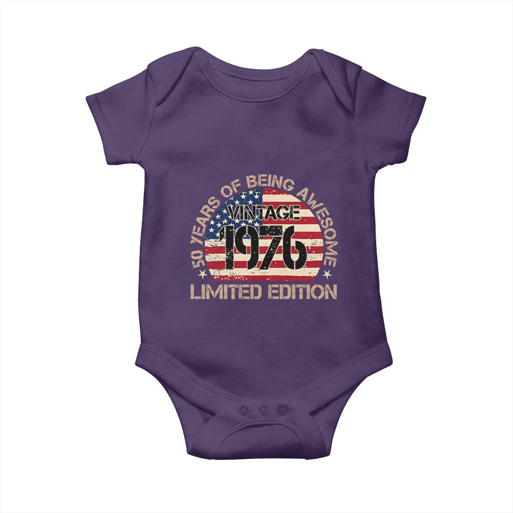 50th Birthday Baby Onesie Vintage 1976 50 Year Old Birthday USA Flag
