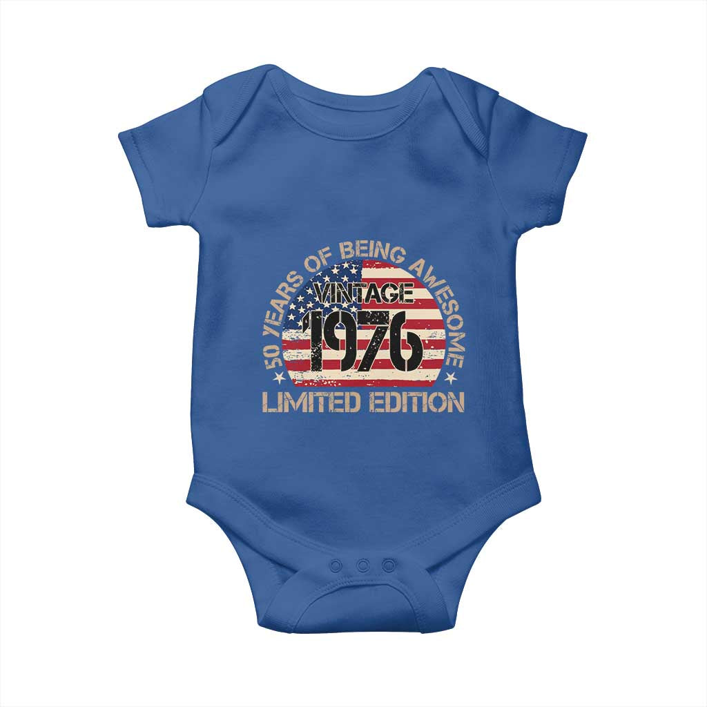 50th Birthday Baby Onesie Vintage 1976 50 Year Old Birthday USA Flag