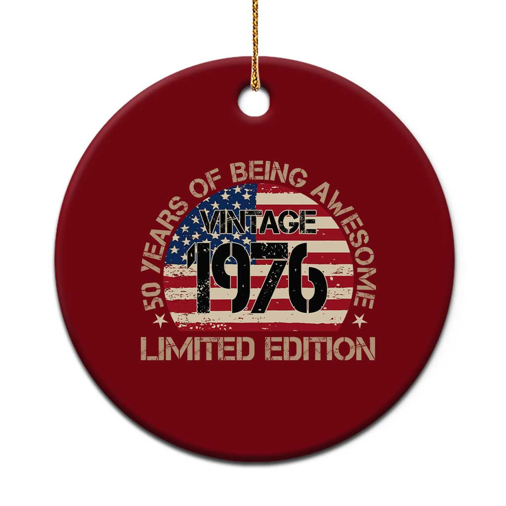 50th Birthday Ceramic Ornament Vintage 1976 50 Year Old Birthday USA Flag