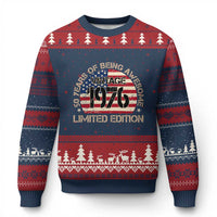 50th Birthday Ugly Christmas Sweater Vintage 1976 50 Year Old Birthday USA Flag