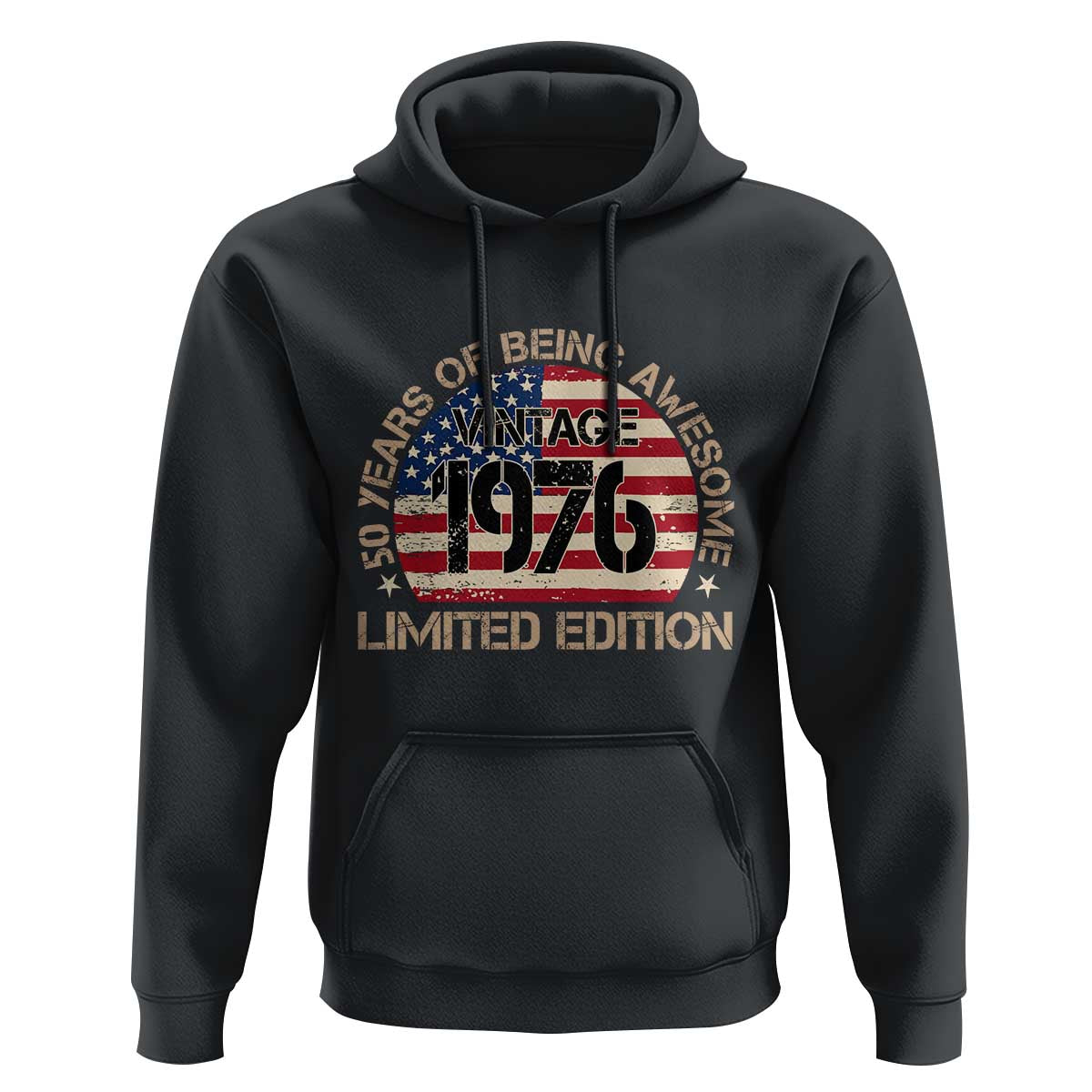 50th Birthday Hoodie Vintage 1976 50 Year Old Birthday USA Flag