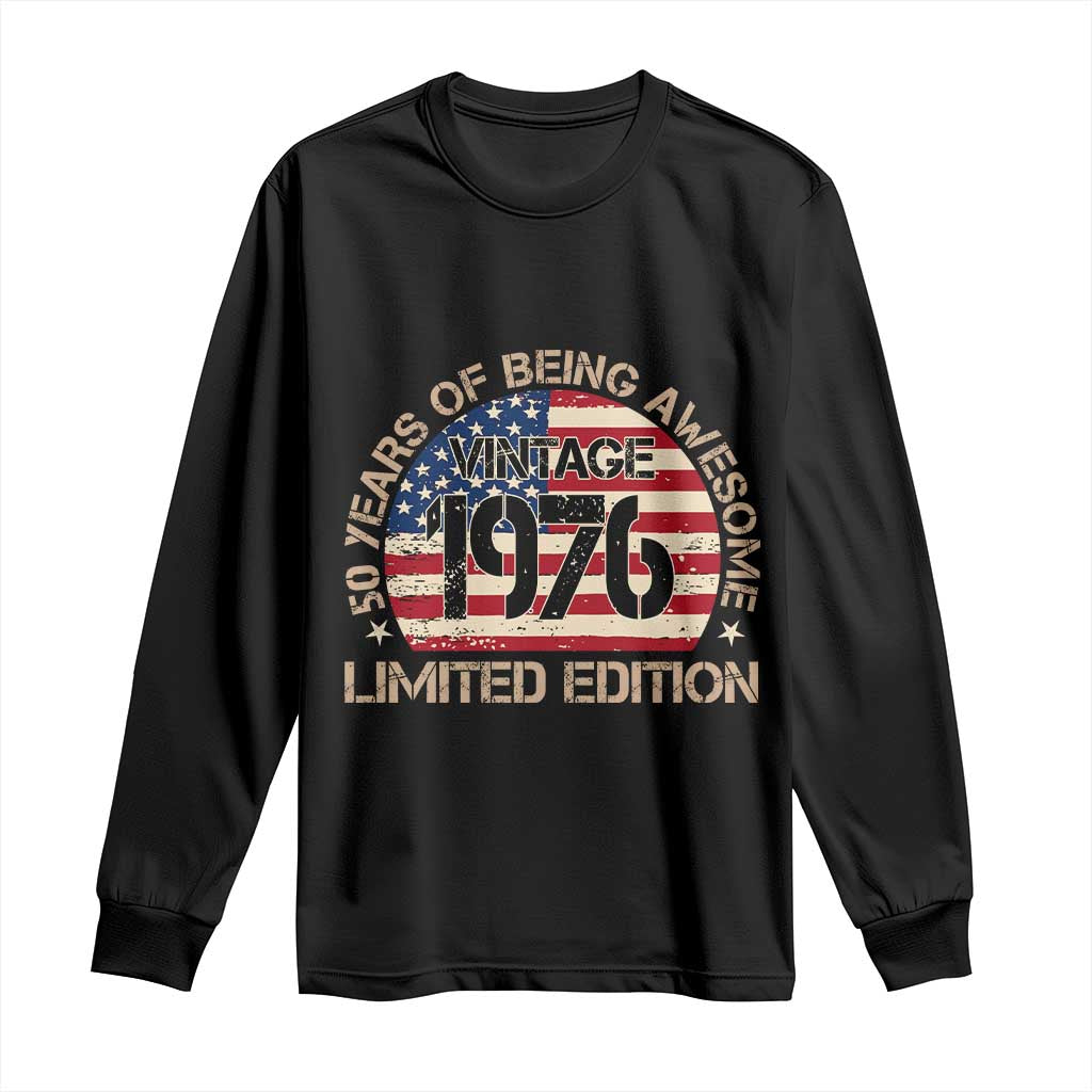 50th Birthday Long Sleeve Shirt Vintage 1976 50 Year Old Birthday USA Flag