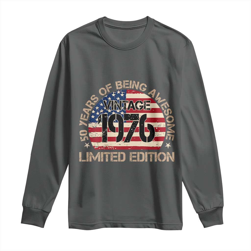 50th Birthday Long Sleeve Shirt Vintage 1976 50 Year Old Birthday USA Flag