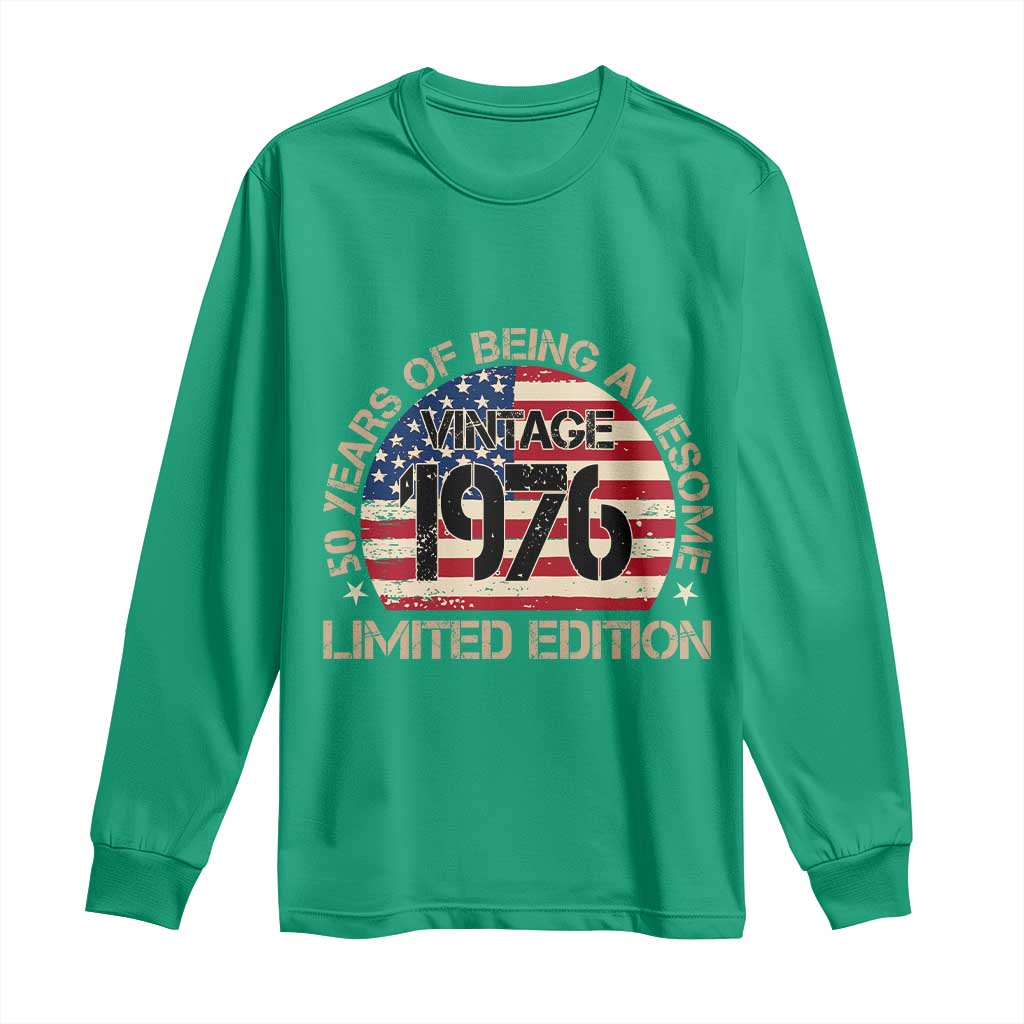 50th Birthday Long Sleeve Shirt Vintage 1976 50 Year Old Birthday USA Flag