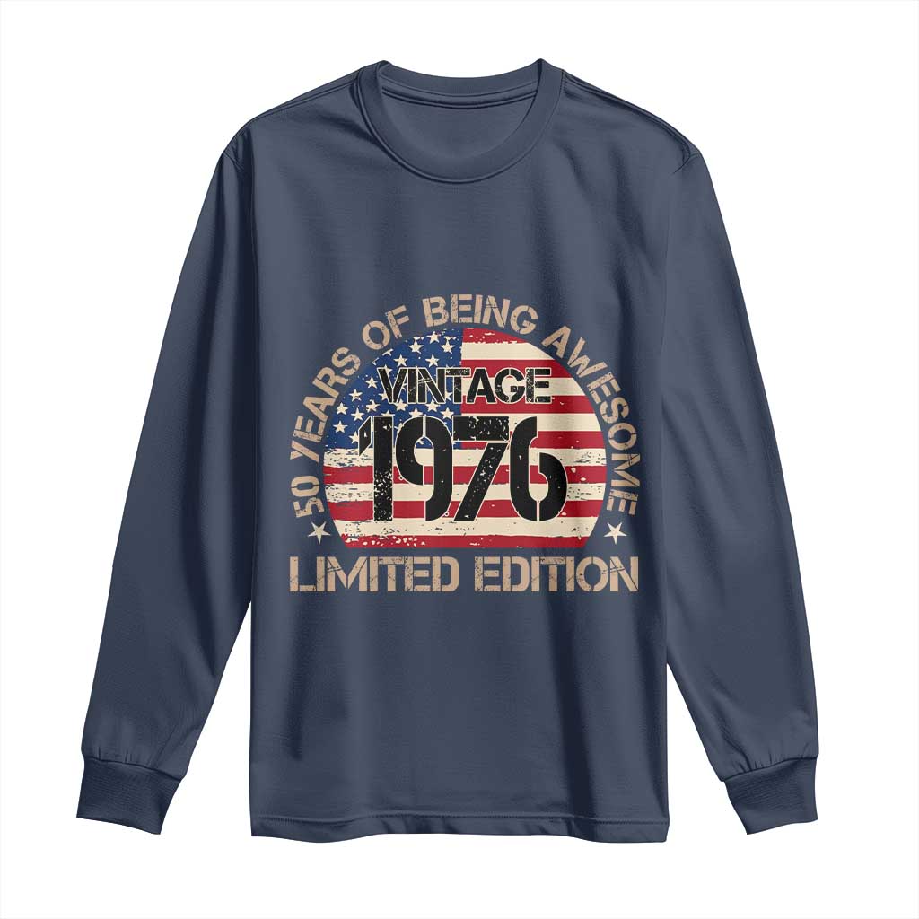 50th Birthday Long Sleeve Shirt Vintage 1976 50 Year Old Birthday USA Flag