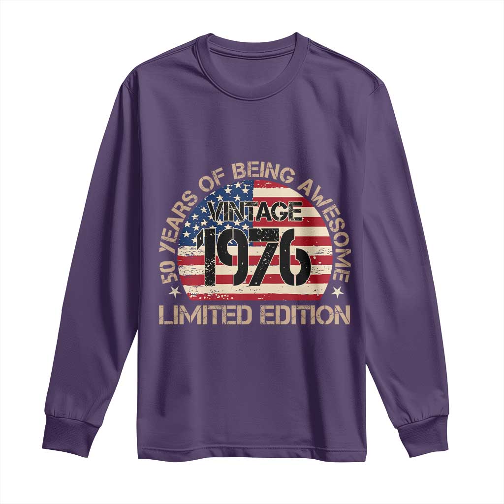 50th Birthday Long Sleeve Shirt Vintage 1976 50 Year Old Birthday USA Flag