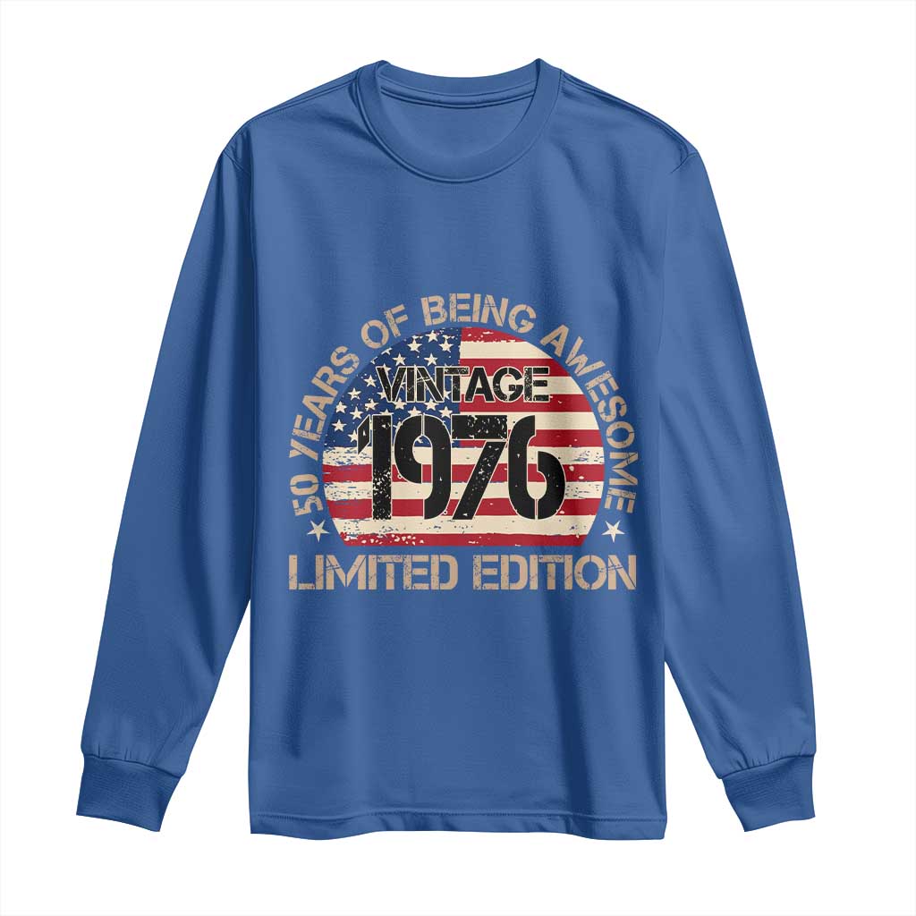 50th Birthday Long Sleeve Shirt Vintage 1976 50 Year Old Birthday USA Flag