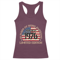 50th Birthday Racerback Tank Top Vintage 1976 50 Year Old Birthday USA Flag