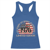 50th Birthday Racerback Tank Top Vintage 1976 50 Year Old Birthday USA Flag
