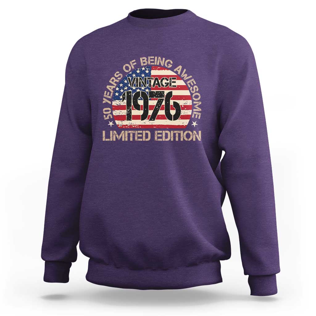 50th Birthday Sweatshirt Vintage 1976 50 Year Old Birthday USA Flag