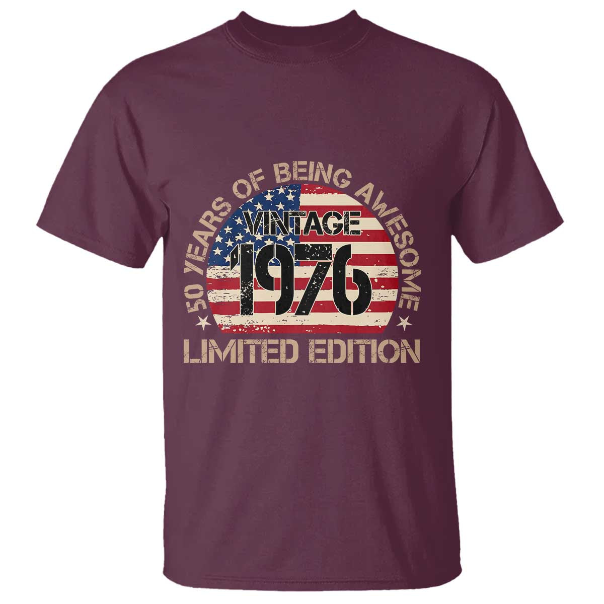 50th Birthday T Shirt Vintage 1976 50 Year Old Birthday USA Flag